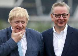 △英国首相鲍里斯·约翰逊（左）与英国内阁办公厅大臣迈克尔·戈夫（右）