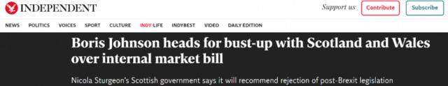 △英国《独立报》披露了鲍里斯·约翰逊起草《内部市场法案》的目的与草案实际产生的效果