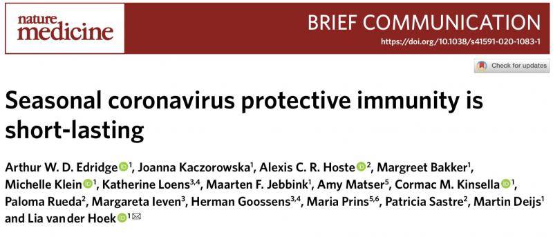 新冠保护性免疫持续多久？四种冠状病毒35年监测提示：短暂