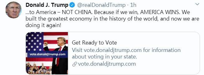 特朗普张嘴就来：拜登赢了 中国就赢了