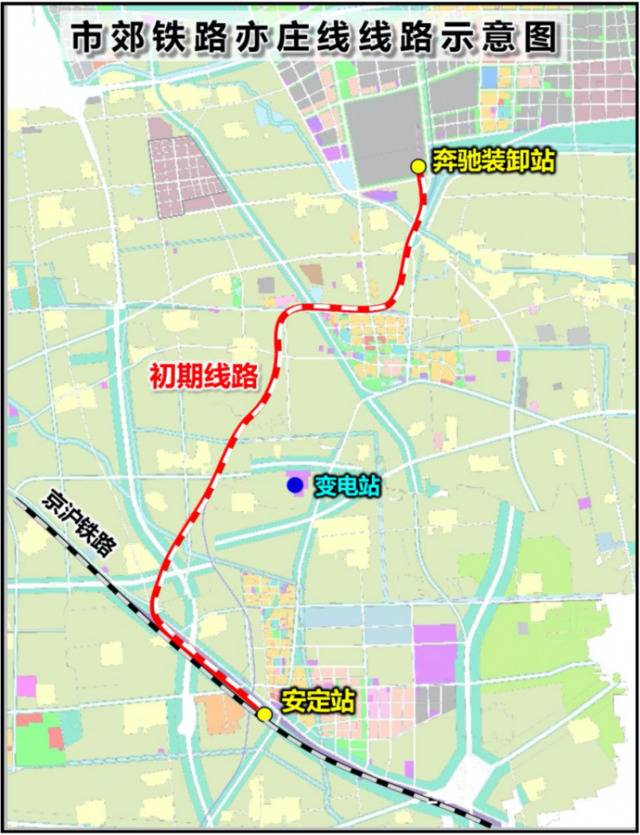 市郊铁路亦庄线工程线路走向图。