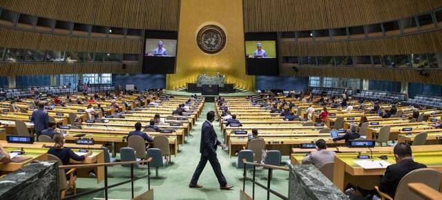 新冠疫情暴发以来，联合国大会通过在线方式举行会议，9月3日是自3月以来联大首次举行面对面会议。图自联合国官方网站