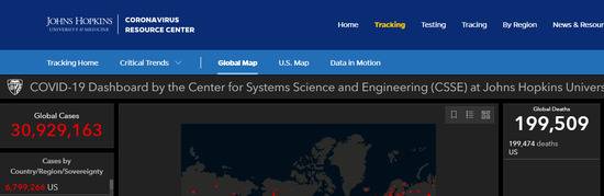 约翰斯·霍普金斯大学数据截图