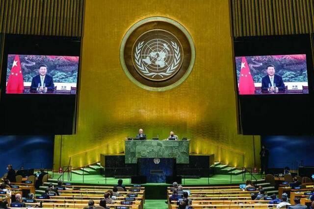  22日，国家主席习近平在第75届联合国大会一般性辩论上发表视频讲话