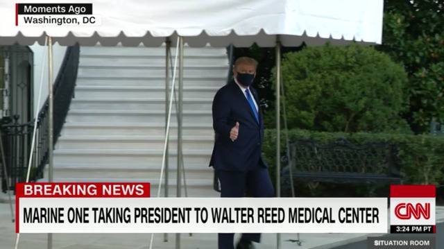 特朗普走出白宫，CNN截图