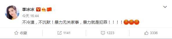 李冰冰为拉姆事件发声：暴力无关家事，暴力就是犯罪