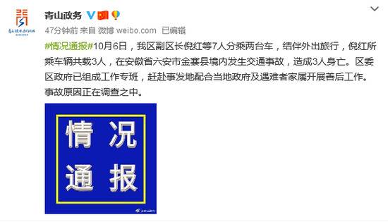 武汉青山区女副区长外出旅行身亡 官方回应