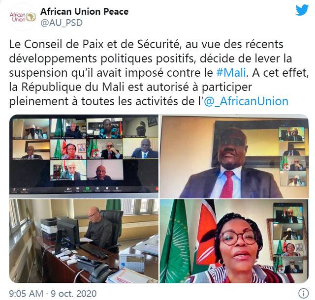马里被恢复非洲联盟成员国资格