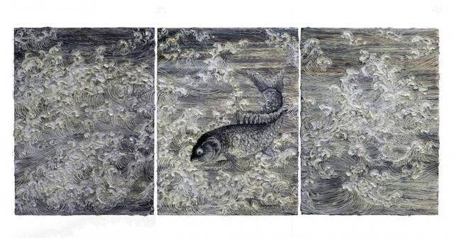 《十八麟》，330cm X150cm，布面油画，2016年。艺术家供图