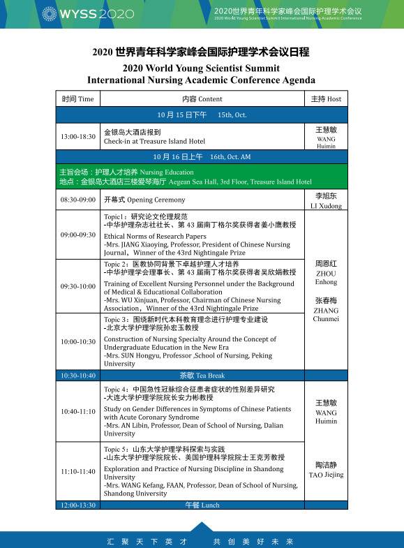 2020世界青年科学家峰会国际护理学术会议，精彩抢先看！