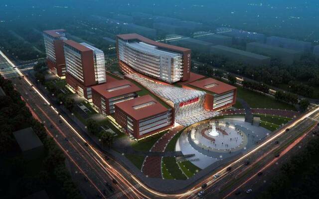 北京朝阳医院东院外景设计效果图。
