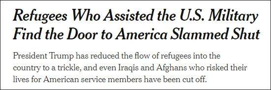 曾帮助美军的难民被美国关在门外截图：《纽约时报》