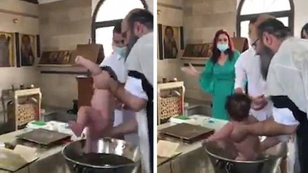 塞浦路斯一牧师暴力给婴儿做洗礼遭孩子父母投诉