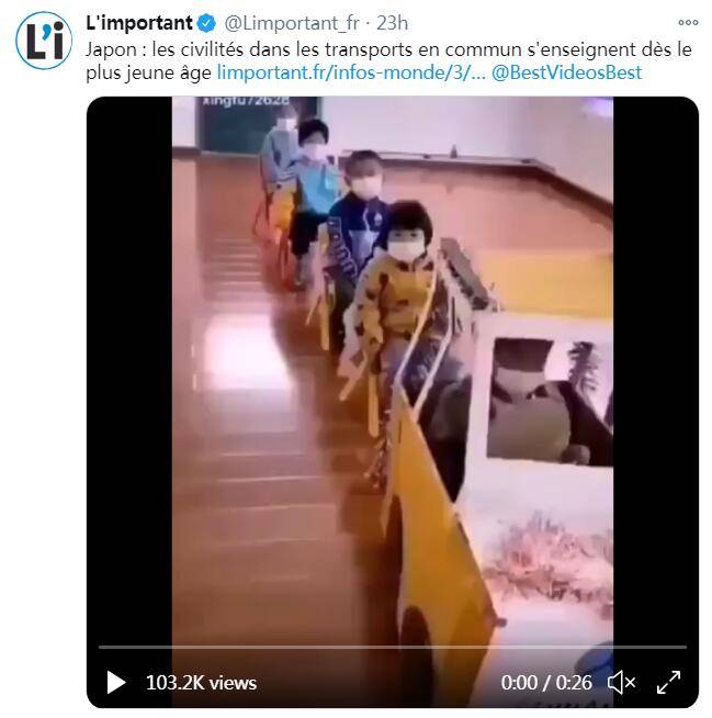法国网站夸日本的公共交通文明教育 配的却是中国幼儿园的视频