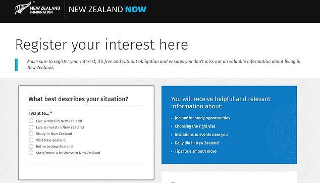 新西兰移民网站页面