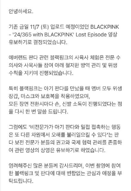 blackpink官方就熊猫一事做出回应