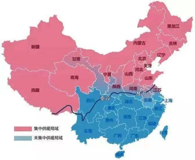 中国集中供暖分布图
