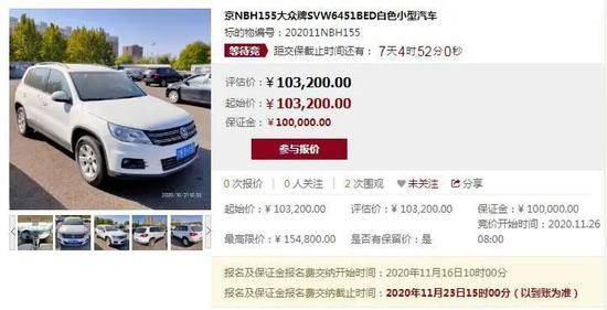 176辆京牌小客车带牌拍卖！评估价最低1.98万元