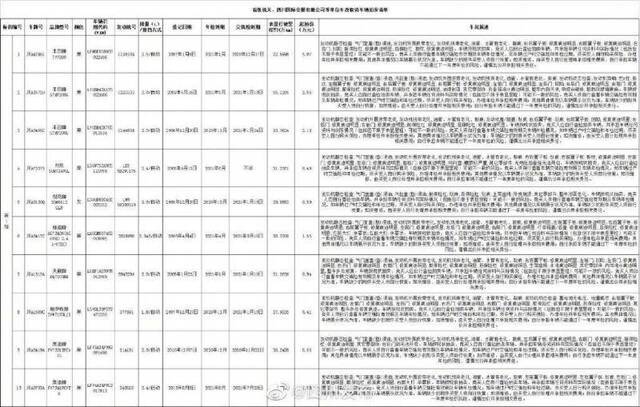 四川公开拍卖30辆公车 最低起拍价1600元