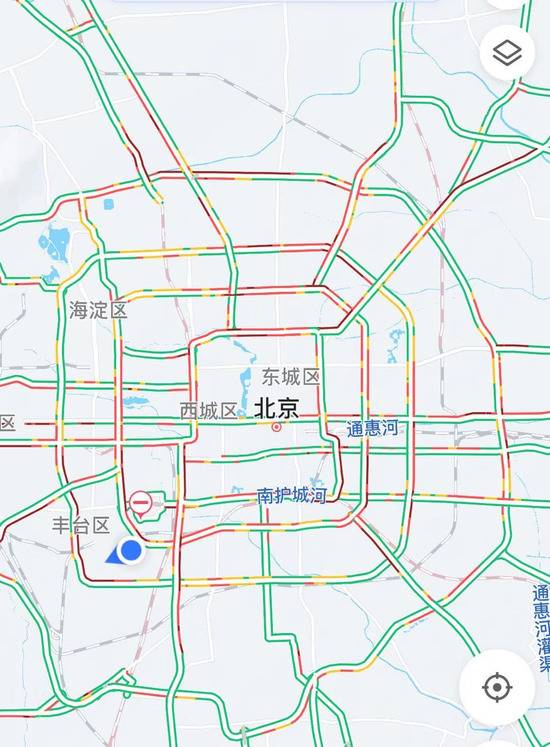 严重拥堵！目前北京全路网的交通指数上升至8.4