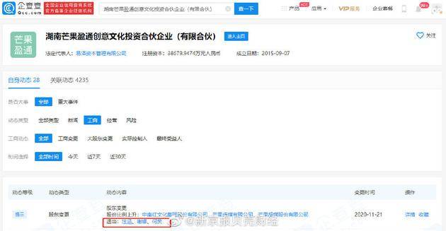 芒果文创基金发生工商变更