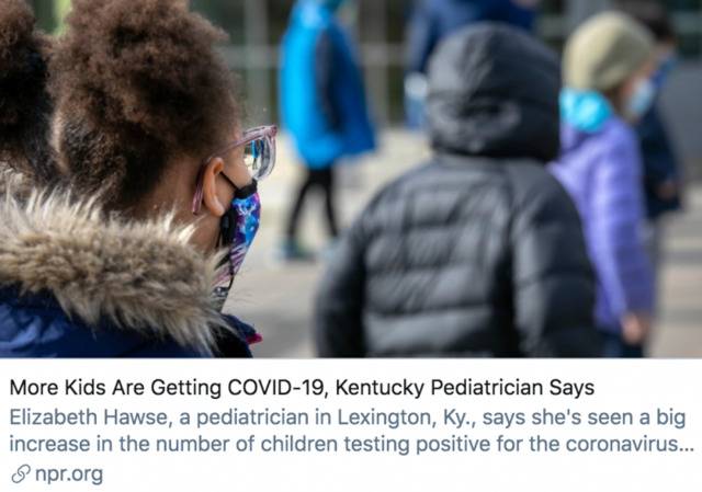 肯塔基州儿科医生表示，越来越多的儿童感染新冠病毒。/美国全国公共广播电台报道截图