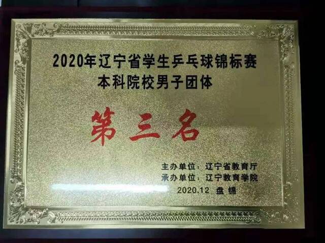 我校在2020辽宁省学生乒乓球锦标赛中获得佳绩