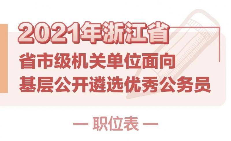 155名！浙江省市级机关面向基层公开遴选公务员和选调生