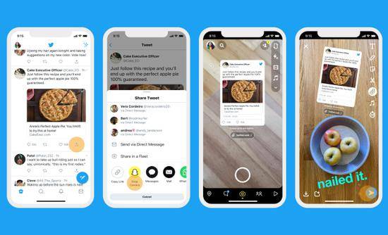 Twitter将允许用户直接把推文分享到Snapchat和Instagram