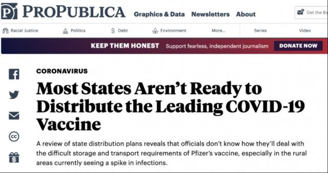 △ProPublica：大多数州还没有准备好分发新冠疫苗