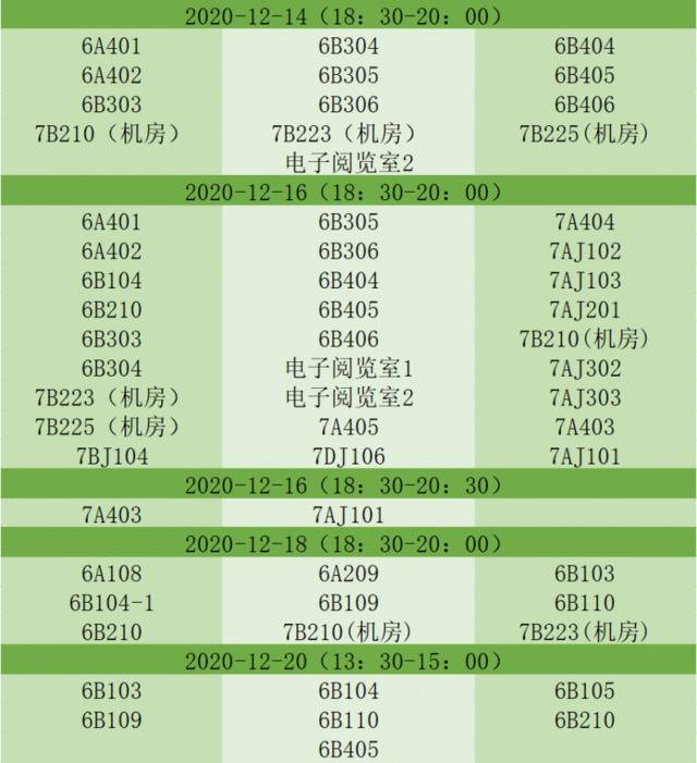 做一个有位子的人12.14~12.20考试教室安排