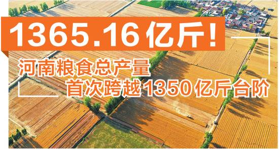 1365.16亿斤！河南粮食总产量首次跨越1350亿斤台阶