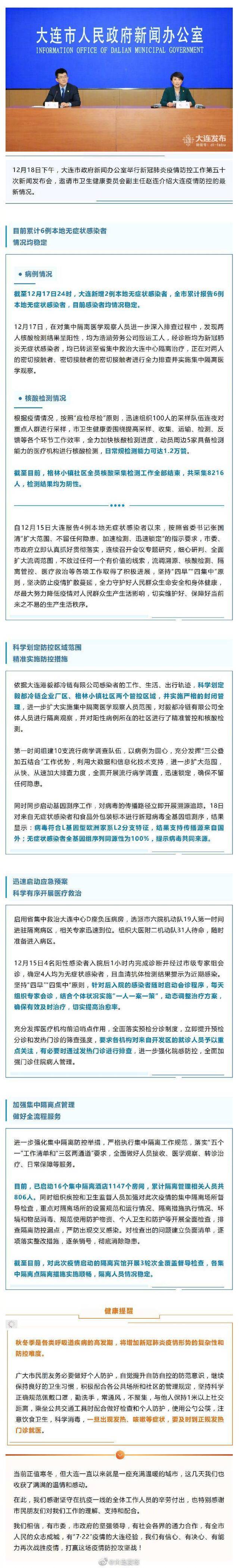 大连格林小镇社区全员核酸采集检测全部结束，检测结果均为阴性