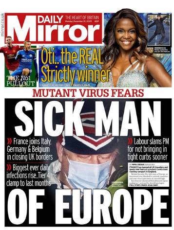 英国《每日镜报》头版标题“欧洲病夫”