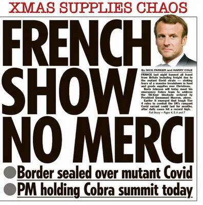 英国《太阳报》头版“法国人没有丝毫怜悯”