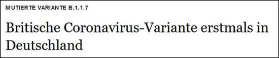 “德国境内首次发现英国变种新冠病毒”，《柏林晨报》报道截图