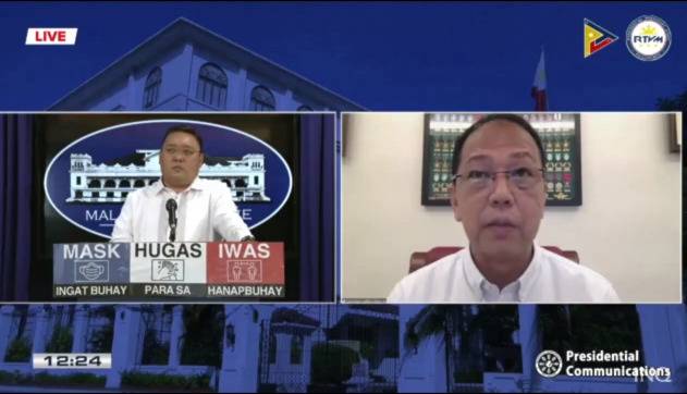 负责菲律宾国家疫苗项目的小卡利托·加尔韦斯（右）接受视频采访时候表示，愿意采购中国科兴生物的疫苗图源：《每日问询者报》