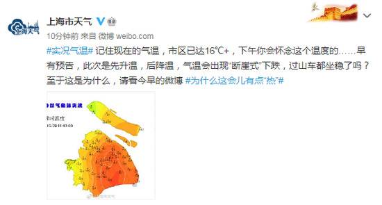 上海寒潮预警升级为黄色！但不冷啊...市区上午达16℃+