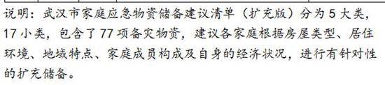 请收藏！武汉市首次发布家庭应急物资储备建议清单