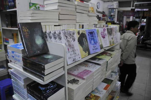 越南首都河内丁礼街的一家书店里摆放着中国网络文学《盗墓笔记》和一些其它小说的越文版。新华社记者章建华摄