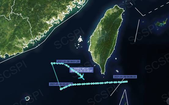 “南海战略态势感知”计划公布的美军MQ-4C无人机1月9日飞行路线
