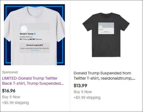 eBay上的“特朗普被封号”T恤