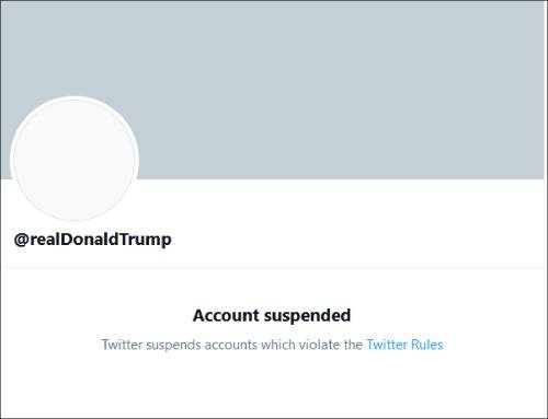 推特平台上特朗普的个人帐号已被永久封禁