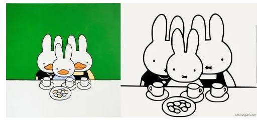 冯峰作品（左）与米菲兔