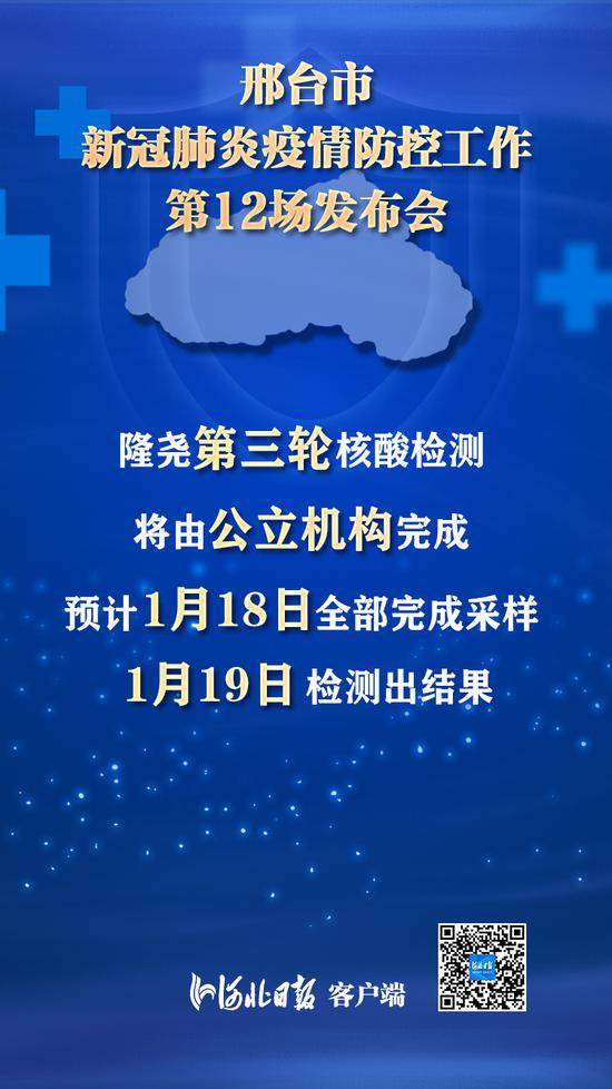 河北邢台发布会要点：隆尧第三轮核酸检测由公立医疗机构进行 19日出结果