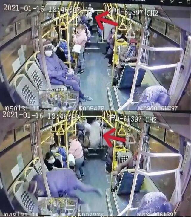 上海一公交车与出租车碰擦后急刹 一女乘客被甩出倒地后身亡