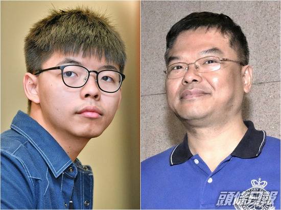 黄之锋（左）与其父亲黄伟明（右）。图自香港头条日报网