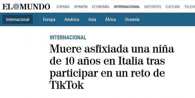 意大利女孩参加“憋气挑战”身亡，TikTok发公告：安全是最高优先事项