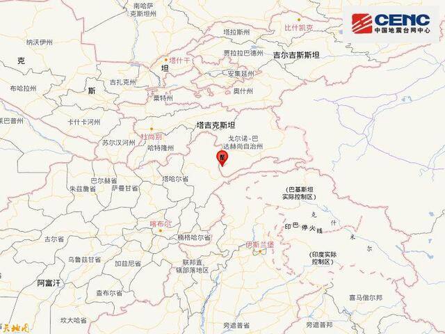 塔吉克斯坦发生5.1级地震 震源深度150千米
