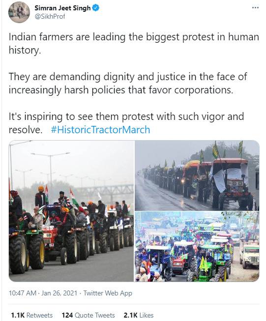 （图为驾驶拖拉机和摩托车开赴印度首都新德里的印度农民，以及其他声援他们的印度农民）